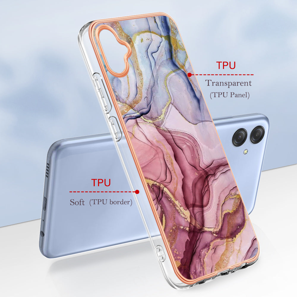 For Samsung Galaxy A04e 4G / F04 4G / M04 4G YB IMD Series-16 Style E Marble Pattern TPU IMD Phone Case 2.0mm Electroplating Cover For Samsung Galaxy A04e 4G / F04 4G / M04 4G YB IMD Series-16 Style E Marble Pattern TPU IMD Phone Case 2.0mm Electroplating Cover